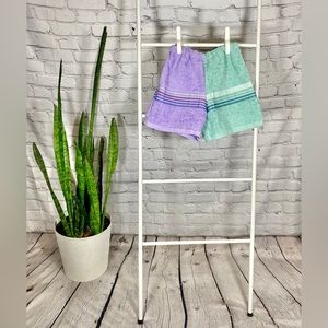 Towel shorts teal and purple S